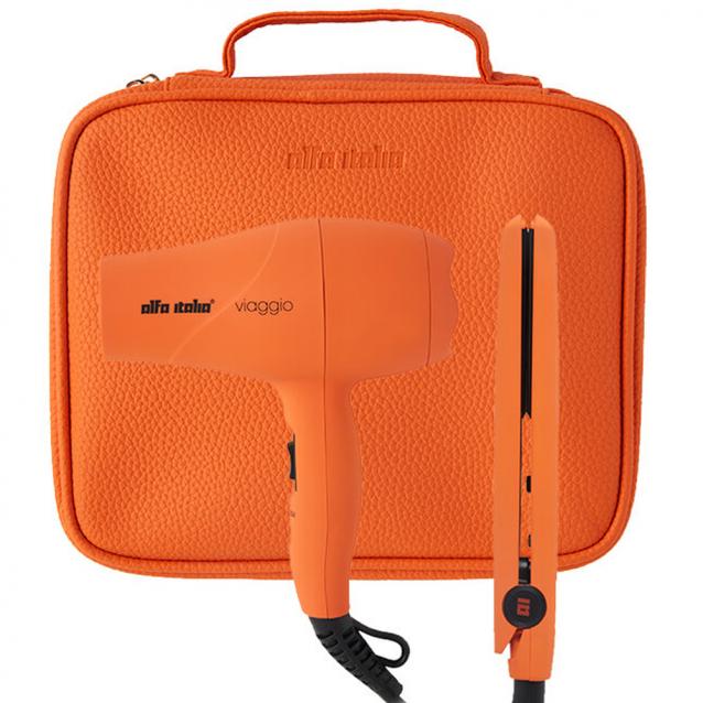 Alfa Italia Viaggio Mini Travel Hair Dryer And Styler Set Orange