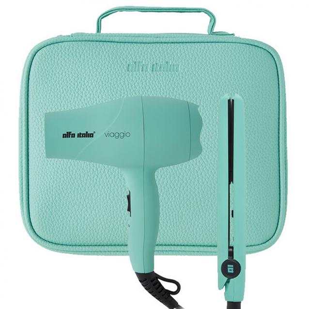 Alfa Italia Viaggio Mini Travel Hair Dryer And Styler Set Turquoise