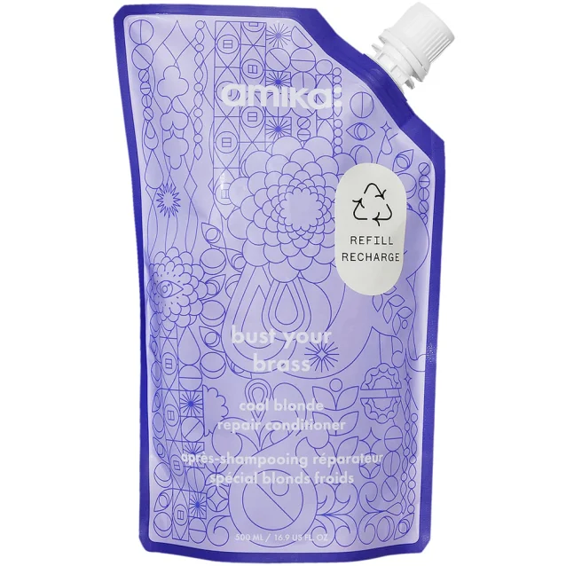 Amika Bust Your Brass Cool Blonde Conditioner Refill Pouch 500ml Amika Bust Your Brass Cool Blonde Conditioner Refill Pouch 500ml