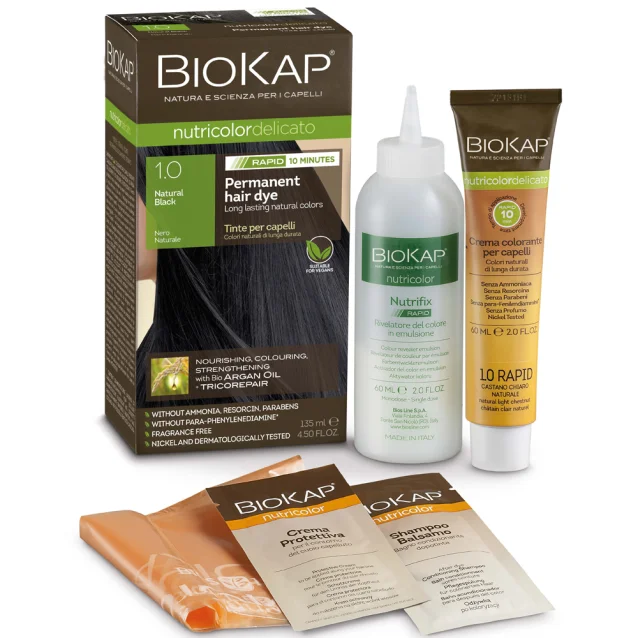 BioKap Rapid Permanent Hair Dye Natural Black 1.0 135ml BioKap Rapid Permanent Hair Dye Natural Black 1.0 135ml