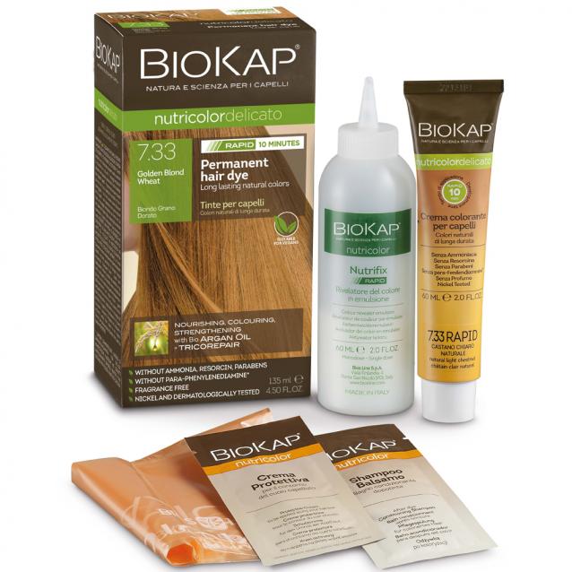 BioKap Rapid Permanent Hair Dye Golden Blond Wheat 7.33 135ml
