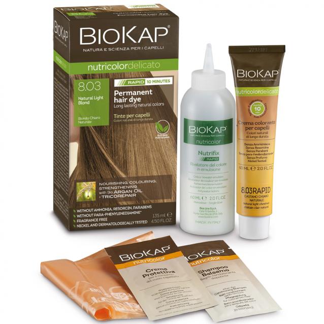 BioKap Rapid Permanent Hair Dye Natural Light Blond 8.03 135ml
