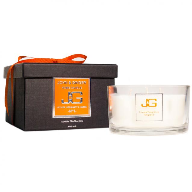 Scented 3 Wick Spa Candle Number 1 With Vetiver And Bergamot