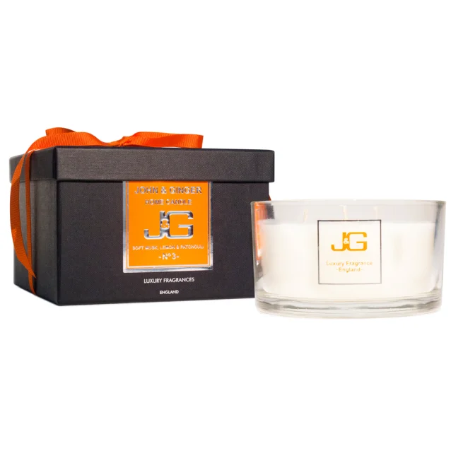 Scented 3 Wick Spa Candle Number 3 With Musk And Patchouli Scented 3 Wick Spa Candle Number 3 With Musk And Patchouli