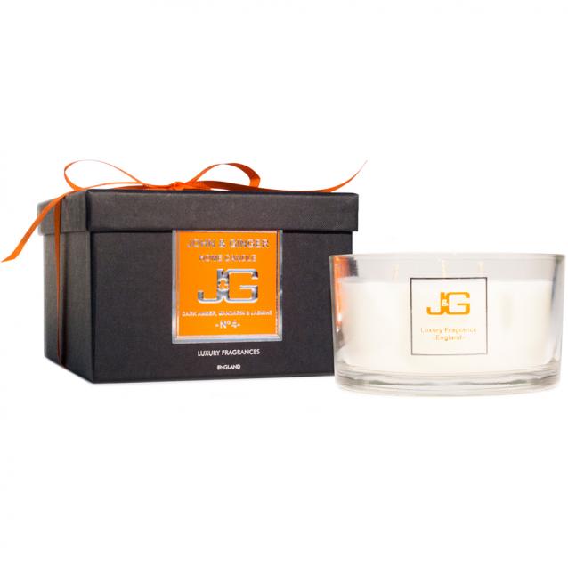 Scented 3 Wick Spa Candle Number 4 With Amber And Jasmine