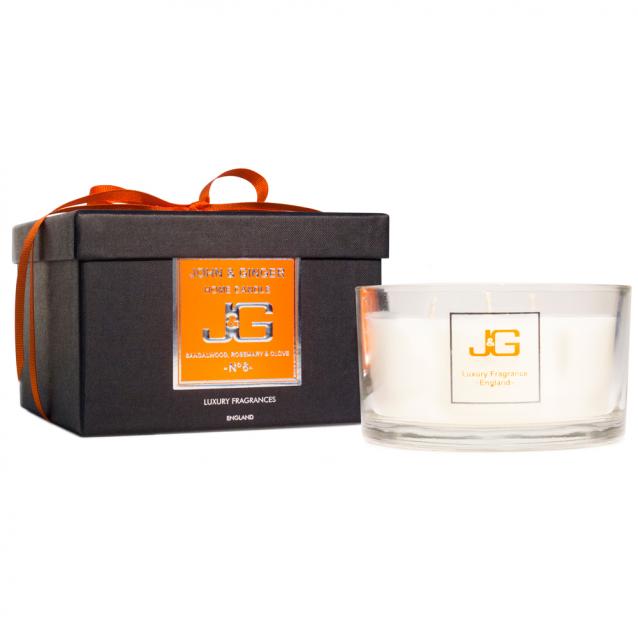 Scented 3 Wick Spa Candle Number 6 With Sandalwood And Clove