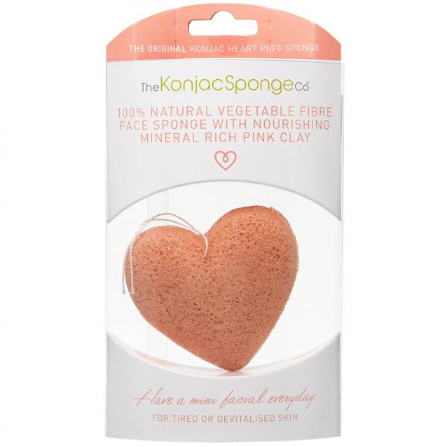 Konjac Facial Heart Sponge With Pink French Clay