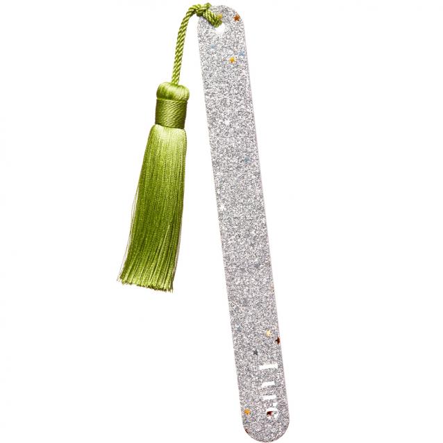 Kure Bazaar Silver Glitter Nail File With Green Pompom