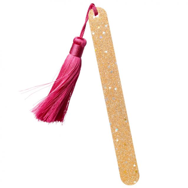 Kure Bazaar Gold Glitter Nail File With Pink Pompom