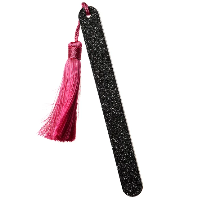 Kure Bazaar Black Glitter Nail File With Fuchsia Pompom Kure Bazaar Black Glitter Nail File With Fuchsia Pompom