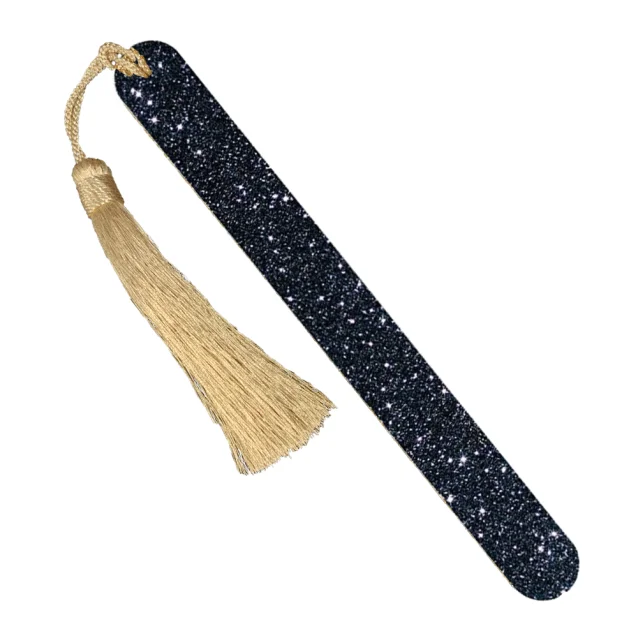Kure Bazaar Black Glitter Nail File With Gold Pompom Kure Bazaar Black Glitter Nail File With Gold Pompom