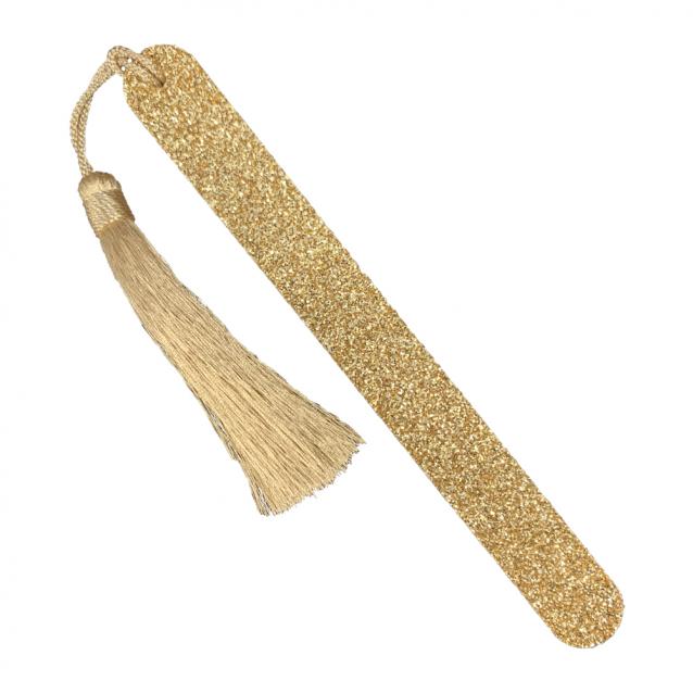 Kure Bazaar Gold Glitter Nail File With Gold Pompom