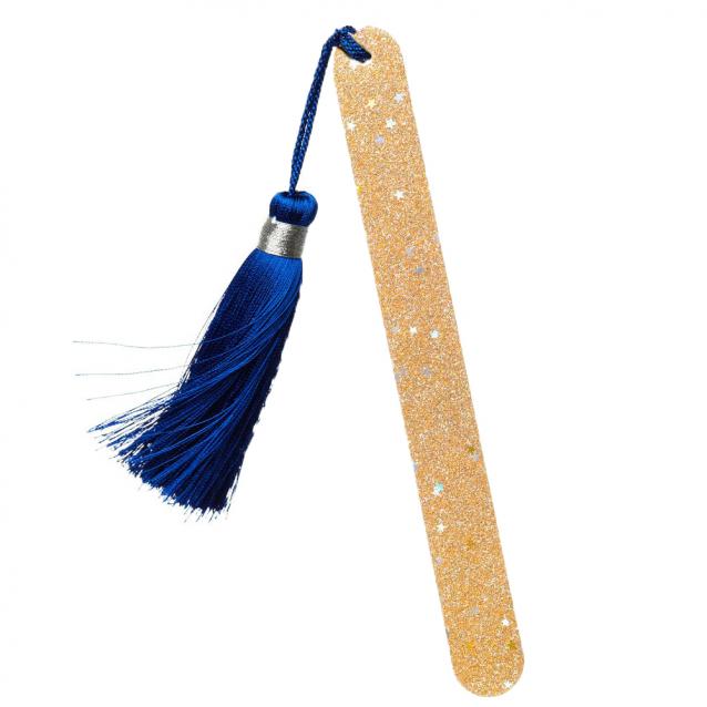 Kure Bazaar Gold Glitter Nail File With Blue Pompom