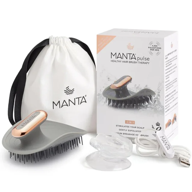Manta Pulse Massage Hair Brush - Grey Manta Pulse Massage Hair Brush - Grey