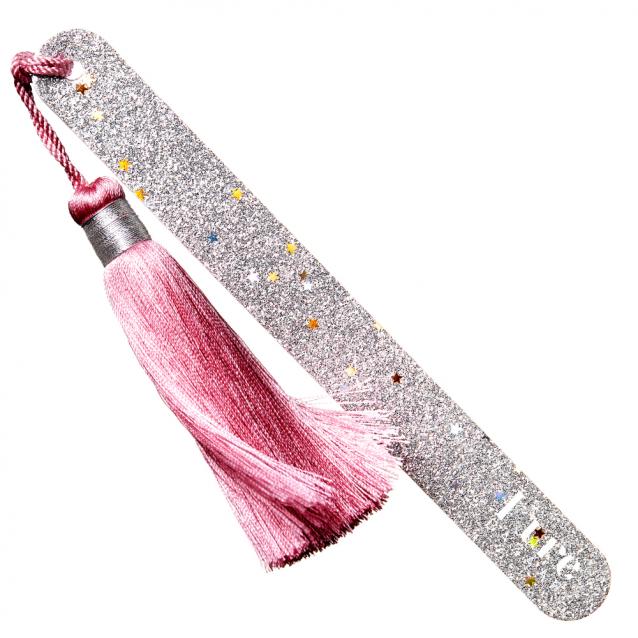 Kure Bazaar Silver Glitter Nail File With Pink Pompom