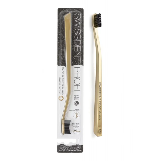 Swissdent Profi Whitening Toothbrush Gold With Active Coal Swissdent Profi Whitening Toothbrush Gold With Active Coal