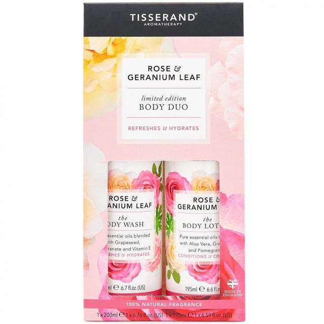 Tisserand Rose And Geranium Leaf Body Duo