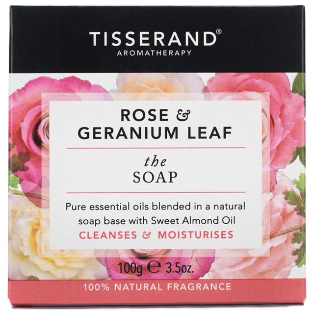Tisserand Rose And Geranium Leaf Soap 100g Tisserand Rose And Geranium Leaf Soap 100g