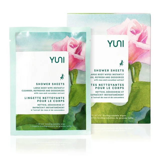 Yuni Rose Cucumber Shower Sheets Large Body Wipes x12 Yuni Rose Cucumber Shower Sheets Large Body Wipes x12