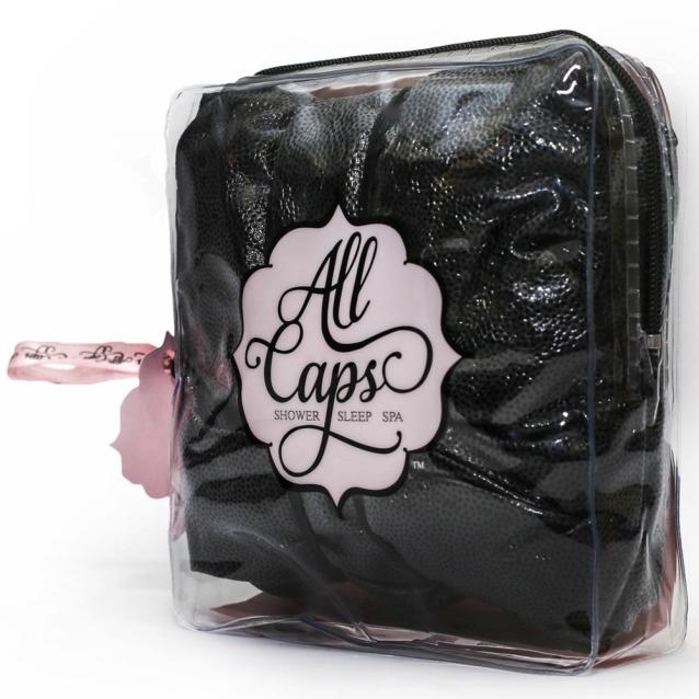 All Caps Hair Shower Sleep Spa Cap Black